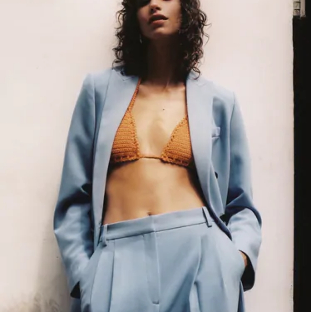 Zara Basic Collection Wide Leg Blue Pants